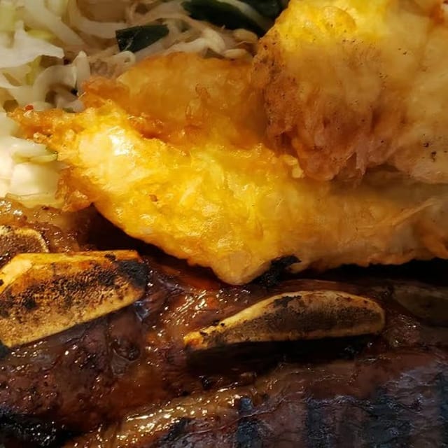 MINI Kalbi and Shrimp Tempura.